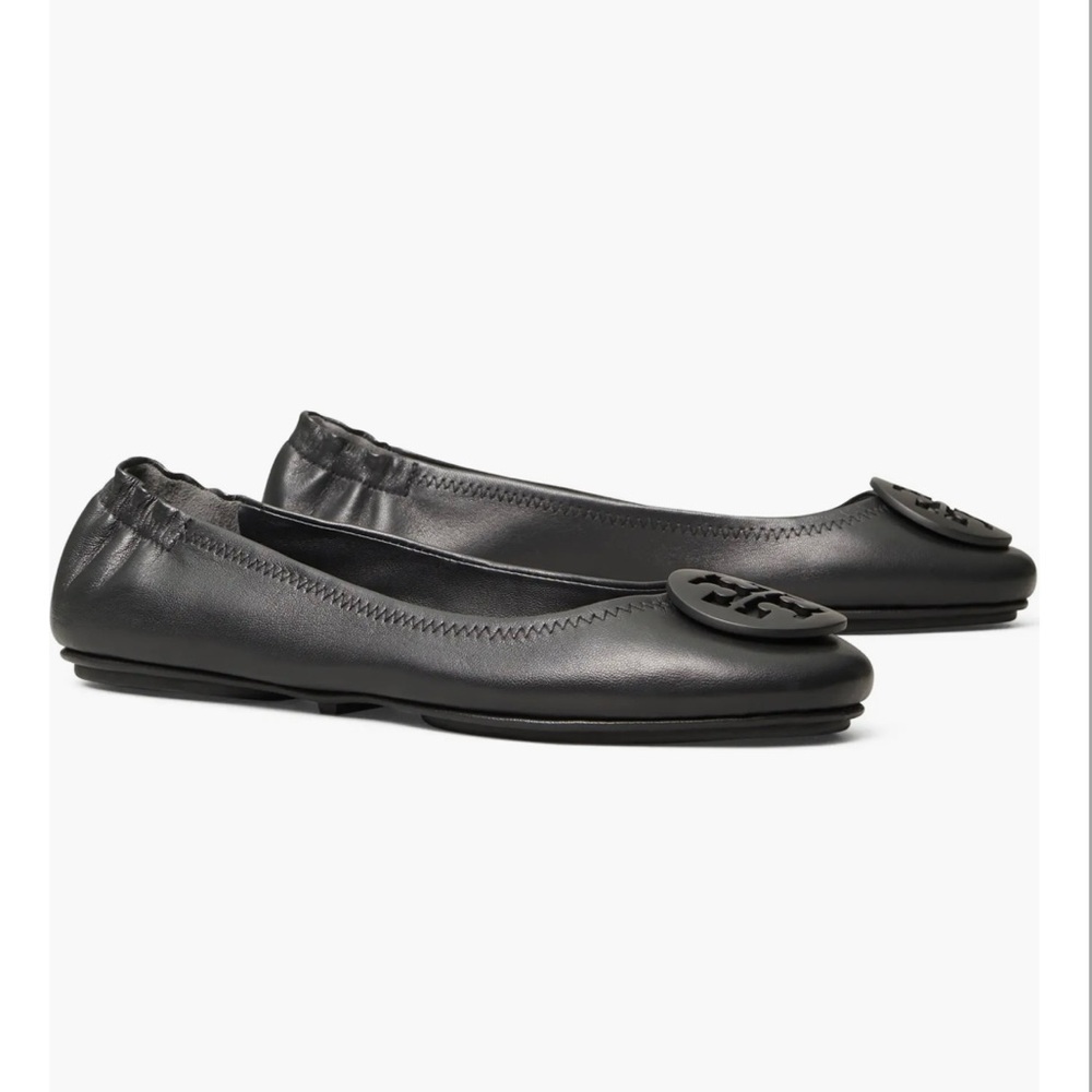 Tory Burch Minnie Travel Ballet Flats 6.5 Perfect Black